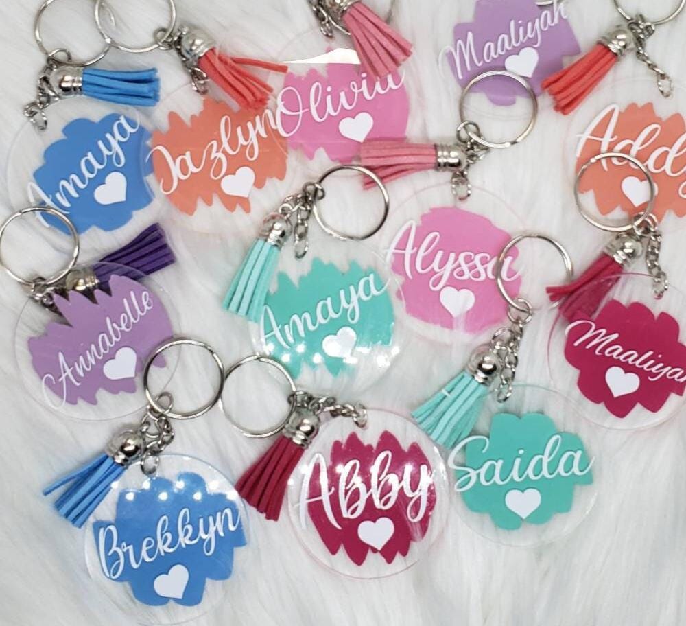 Personalized Acrylic Keychain With Tassel Name Custom - Etsy