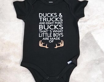 Ducks Trucks Eight Point Bucks Boys Made of Baby Onesie