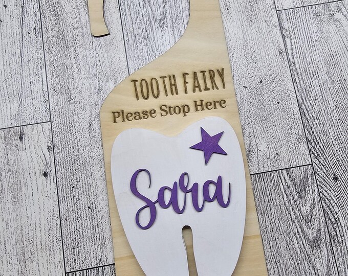 Personalized Tooth Fairy Door Hanger with Childs Name