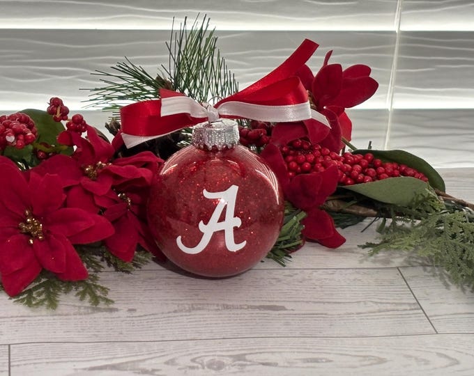 Alabama Christmas Ornament Red Glitter Gift