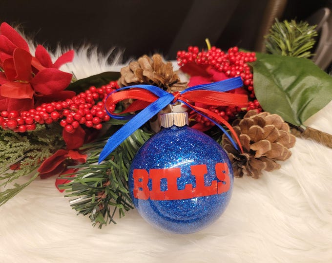 Bills Football Christmas Ornament  Chiefs Giants Dolphins Texans Glitter Tree Gift