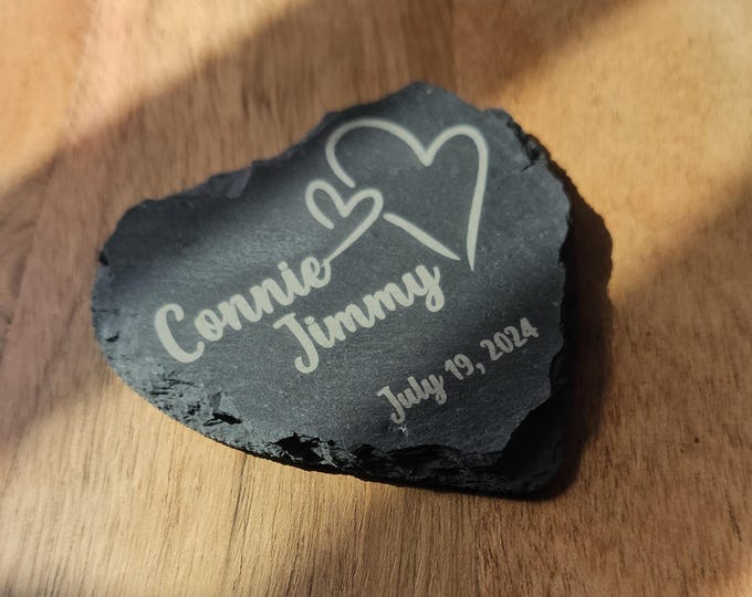Personalized Heart Shaped Slate Engraved Coaster Gift