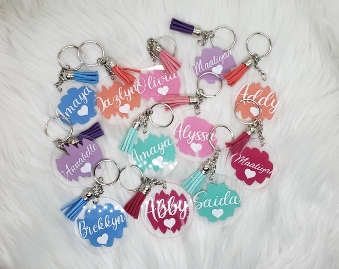 Personalized Acrylic Keychain with Tassel Name Custom