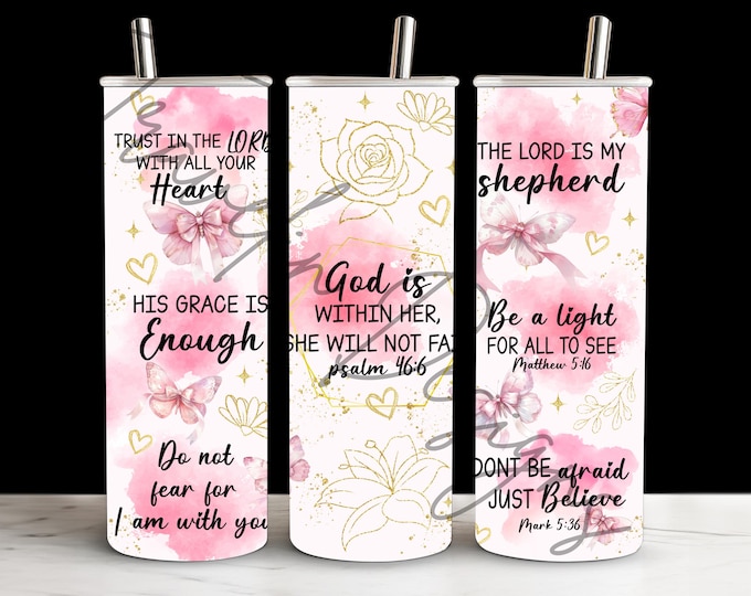 Faith Jesus Strong Strength Daily Affirmation God Quotes 20oz Stainless Steel Tumbler