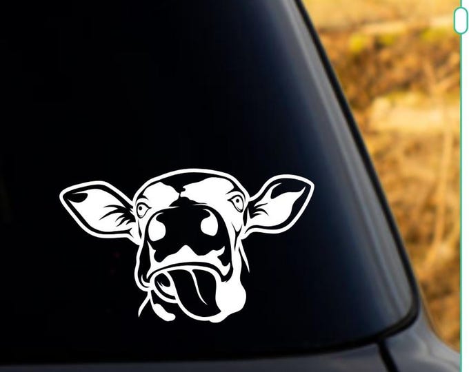 Funny Cow Tongue Out Car Truck Decal Sticker
