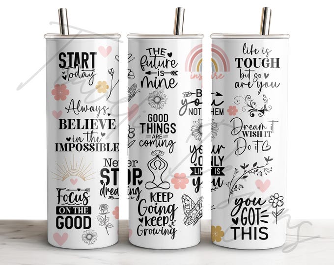 Mental Health Positive  Daily Affirmations Self Love Dream Believe Motivational 20oz Stainless Steel Tumbler