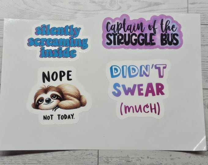 Set of 4 Funny Sarcastic Quote Sticker - Water Resistant