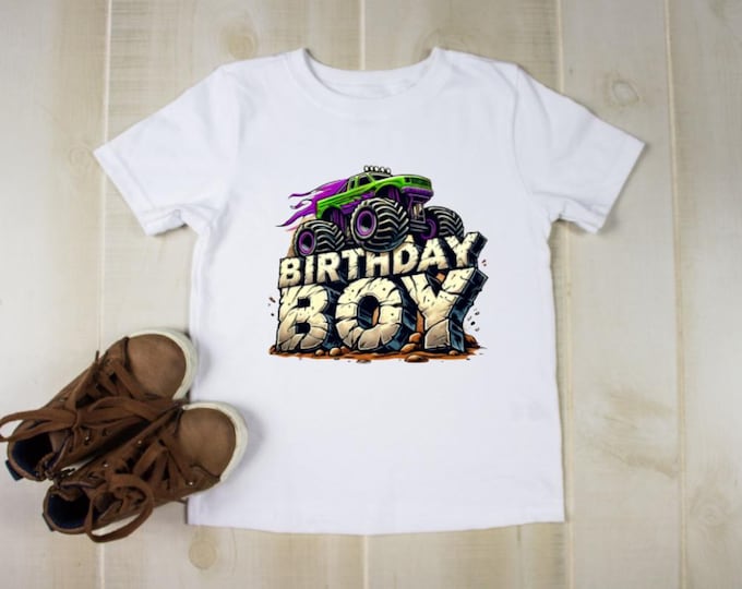 Birthday Boy Monster Truck Big Truck Toddler Kids T-Shirt