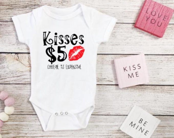 Valentines Day Onesie Hearts 1st Highland Cow Kisses