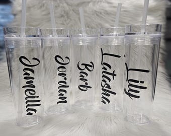 Personalized Custom Tumbler Cup With Names 16oz Satin Black Clear