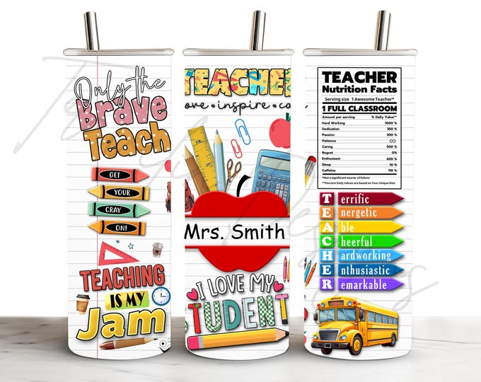 Teacher School Personalized Custom 20oz Stainless Steel Tumbler