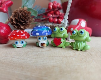 Koraliki szklane Lampwork w kształcie żaby grzybowej, figurki dekoracyjne do terrarium, 5 mm
