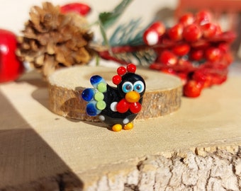Cuenta de pollo de vidrio de lámpara, cuenta de pollo de colores, estatuilla de pollo de vidrio