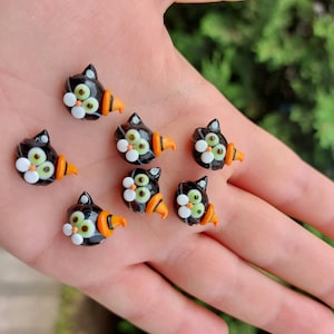 Halloween Black Cat Lampwork Bead Pair of 2