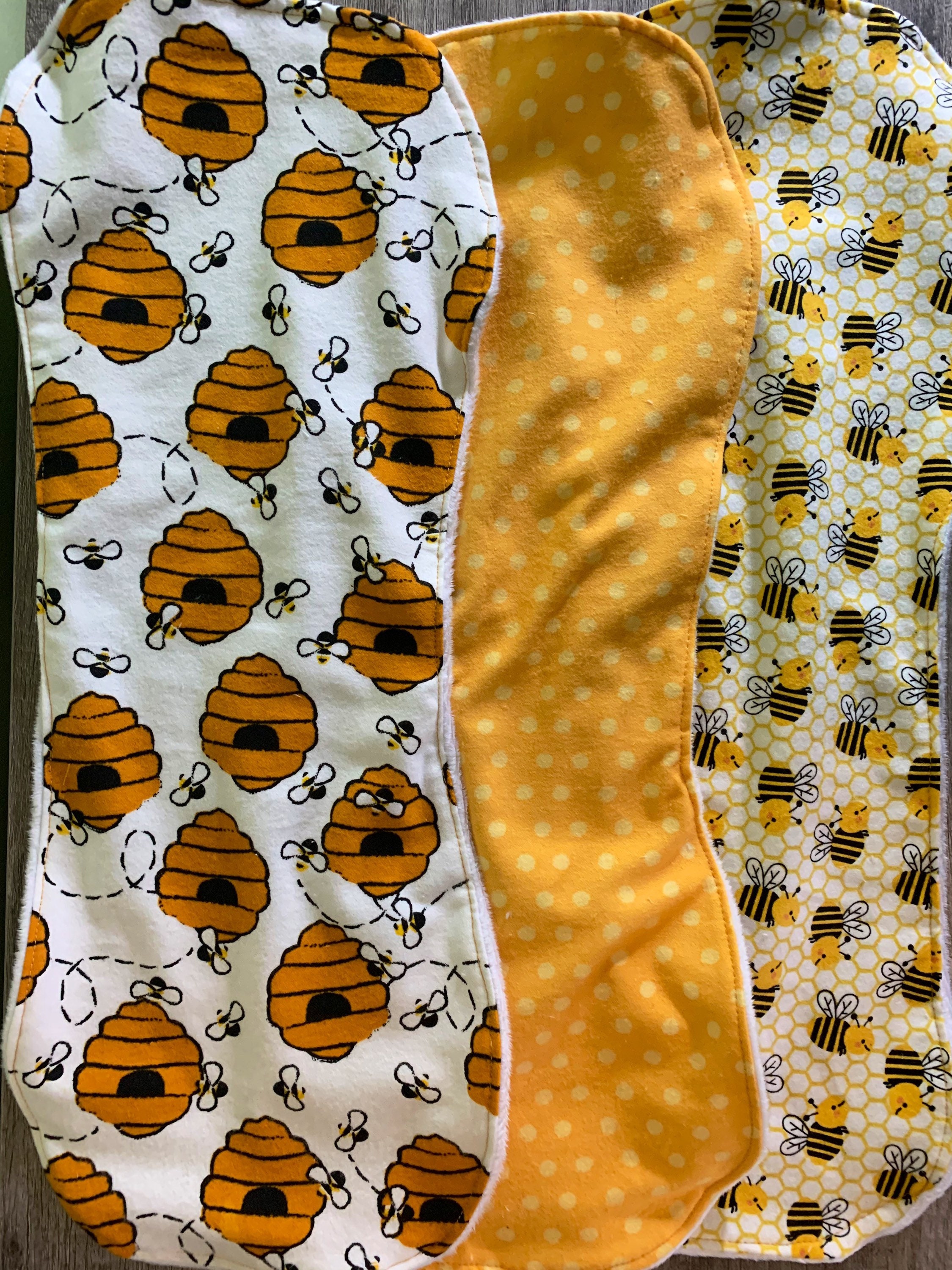 Bee Themed Baby Burp Cloths Set of 3 Etsy UK