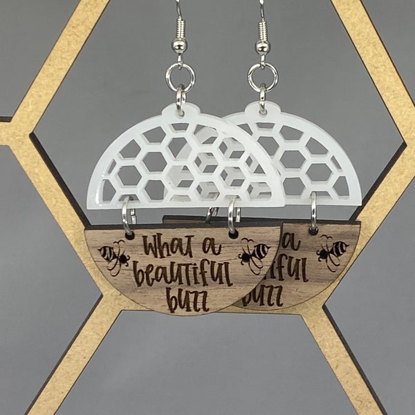 Loving Cup acrylic  and wood Dangle Earrings// Phan Gift