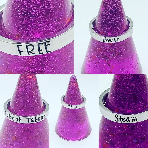 Stainless Steel Phish Song Stackable Rings // Hand Stamped Phish Rings FREE SHIPPING