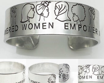 Empowered Women Empower WomenHand Stamped Metal Cuff Bracelet // Feminist Jewelry// Partial Funds Sent to Women’s Global Empowerment Fund