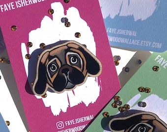 Pug Wooden Badge, dog pin,  wooden pin, greyhound, pug dog brooch, cute puppy pin, pets badge, lapel pin badge, puppy, responsibly sourced