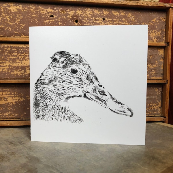 Duck Greeting Card, Drypoint Print, Birthday Card, Token Gift, Art Print, Ducks, Blank Greeting Card, Irish Wildlife, Minimalist, B&W Art