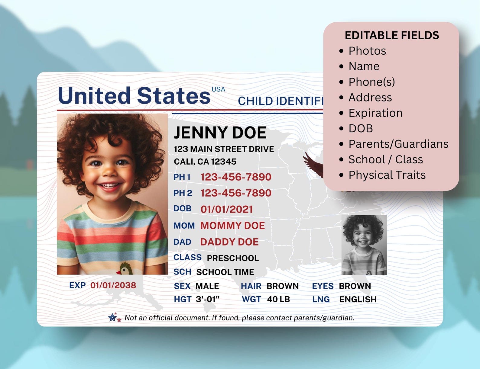 Playid Examples Play ID Card Template | USA Edition, Customizable (digital Download) - Etsy