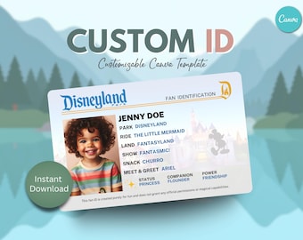 Playid Examples Theme Park Play ID Card Template | Customizable Kids Fan ID (digital ...
