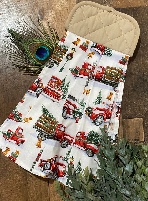 Red Christmas truck decoration Towel Etsy