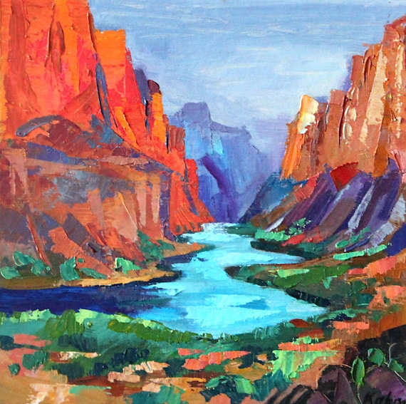 Grand Canyon Painting Original Art Impasto Arizona National Etsy