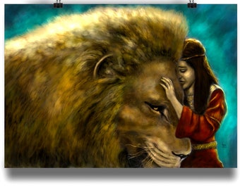 Aslan and Lucy A4 Fine Art Bamboo Giclée  Print