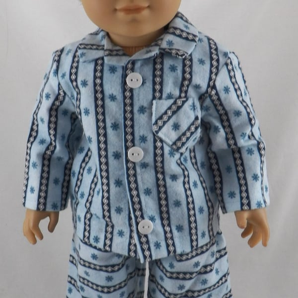 18" Doll Boys Christmas Blue Pajamas