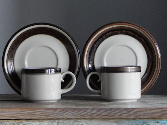 Set of 2 Arabia of Finland Big Karelia Coffee Cup and Saucer