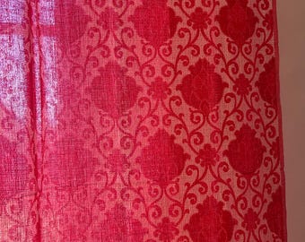Lot de 2 ou 1 rideau vintage scandinave double face en acrylique rouge framboise et blanc tissé design scandinave