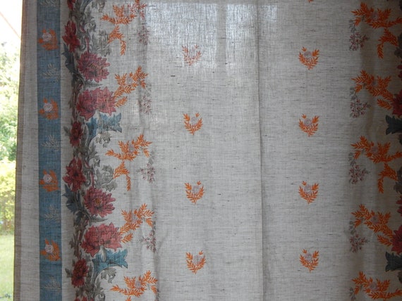 From Sweden＊Vintage 100% linen Cloth・* Scandinavian Vintage Swedish Linen/ Cotton Fabric Curtain Retro