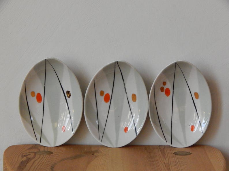 Set of 3 Soviet Vintage Hand Painted Serving Plate Vintage Cake Plate Made in USSR Russian Design 1960 s RPR