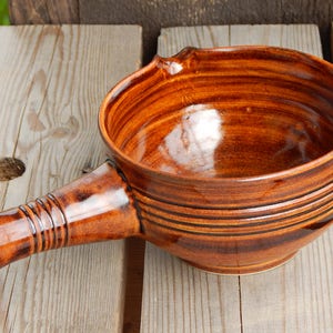 Scandinavian Serving Dish With Handle Brown Pattern Bowl 1970 s