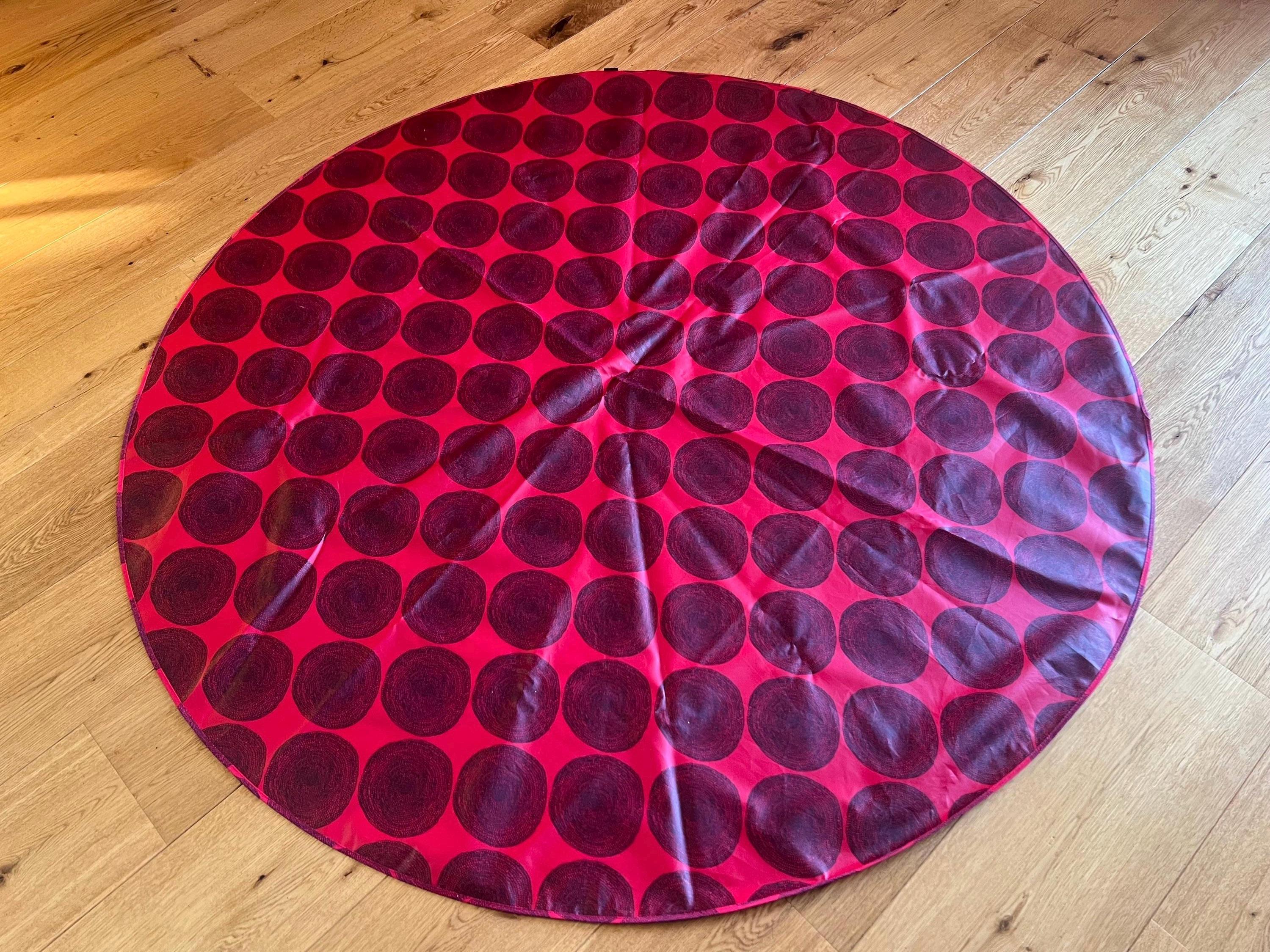 marimekko ヴィンテージテーブルクロス 赤 ヴィンテージマリメッコ カイヴォ生地テーブルクロス：赤の幾何学模様