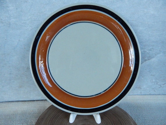 Scandinavian Vintage plate Höganäs Keramik Stoneware RANDA BANDA Side Plate or Cake Plate Pottery by Stengods Sweden.
