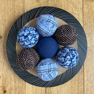 Set of 7 Rag Balls for Easter Decor Decorative Orbs Fabric Covered Spheres Dining Table Centerpiece Rag Ball Bowl Filler Farmhouse