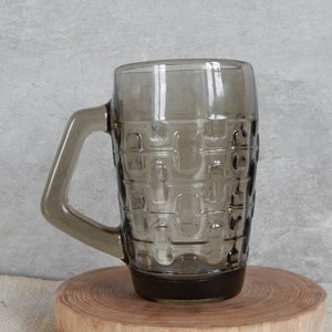 TARBEKLAAS Vintage Smoke Glass Beer Mug Tankard &quot;LEMBIT&quot; Mirjam Maasikas 300ml 1974