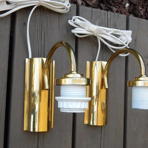Set of 2 Scandinavian Vintage Brass Wall Lamp Bases, Mid Century Modern 60s/70s Scandinavian Design