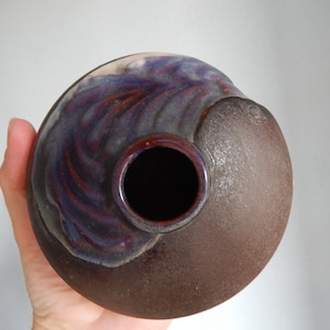 Scandinavian Vintage Vase Vintage Brown Purple Vase Stoneware 1960 s image 1