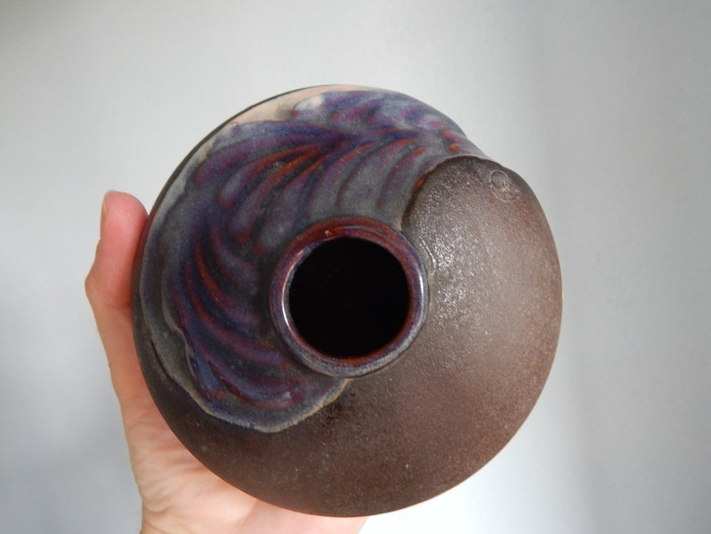 Scandinavian Vintage Vase Vintage Brown Purple Vase Stoneware 1960 s image 1