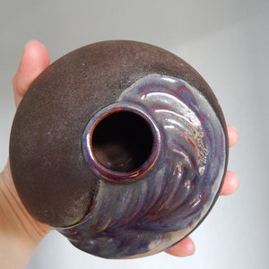 Scandinavian Vintage Vase Vintage Brown Purple Vase Stoneware 1960 s image 4