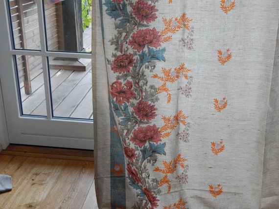 Scandinavian Vintage Swedish Linen/ Cotton Fabric Curtain Retro