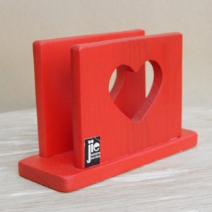 Portatovaglioli in legno scandinavo vintage Jie Gantofta Sweden colore rosso