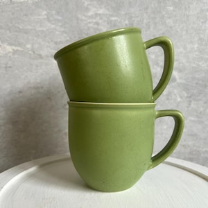Set of 2 Scandinavian Vintage Höganäs Keramik Stoneware Light Green Semi Matte Mug Pottery by Stengods Sweden Scandinavian Design