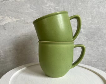 Set of 2 Scandinavian Vintage Höganäs Keramik Stoneware Light Green Semi Matte Mug Pottery by Stengods Sweden Scandinavian Design