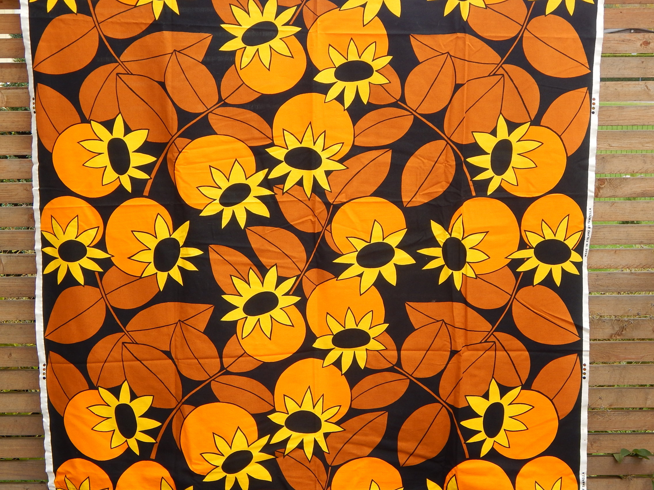 Finnish Vintage Sunflower Fabric Made in Finland by TAMPELLA - Etsy