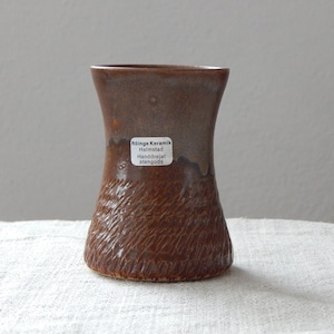 Scandinavian Vintage Vase Röinge Keramik Halmstad Handdrejat Stengods Vase Signed