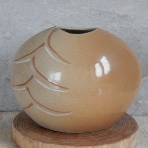 Vintage bruine keramische vaas Ests ontwerp jaren 80